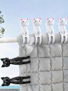 Cute Cat Beach Towel Clips, Suitable For Cat Lovers, Heavy Duty Plastic Clothes Pegs, Blanket Drying Clips, Windproof Clothes Pegs, Home Supplies, Travel Clothes Hangers, Strong Spring Clips, Beach Chair Towel Clips, Sock Clips, Summer Pool Accessories - Multicolor - View 5