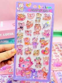 Pegatinas en relieve 3D estilo anime – Calcomanías decorativas dimensionales femeninas (Perfectas para diarios DIY) - Multicolor - Ver 10