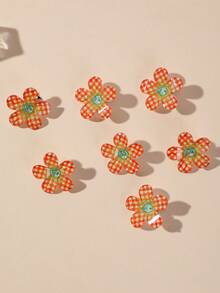22/5 pezzi Fermagli per capelli floreali multicolore per ragazze, accessori per capelli, fermagli per la parte posteriore della testa, fermagli laterali, fermagli a coccodrillo per uso quotidiano - Multicolore - View 4