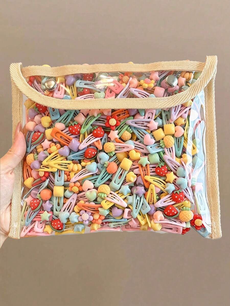 20入女孩用多色愛心/星星/水果/花朵髮夾 髮飾 後扣夾 側夾 鱷魚夾 日常使用 - 彩色 - 查看 1