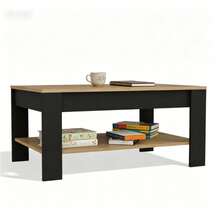 Mesa de té rectangular para sala de estar, Mesa de café, Escritorio, Mesa de reunión, Mesa pequeña, Mesa lateral, Mesa de almacenamiento, Mesa organizadora, Mesa central de sofá, Soporte para organizar libros, Mueble decorativo - Multicolor - Ver 2