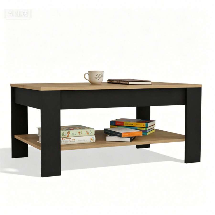 Rectangular Living Room Tea Table,Coffee Table, Desk, Gathering Table, Small Table, Side Table, Storage Table, Organizer Table, Sofa Center Table, Book Sorting Stand, Decor Furniture - Multicolor - View 1