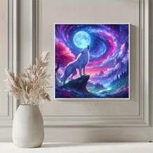 1件裝 5D DIY 鑽石畫套組 森林夜空下咆哮之狼與彩色雲朵圖案 全鑽鑲嵌手工藝套裝 高畫質藝術鑽石畫 適合成人初學者 DIY 鑲嵌鑽石藝術 專注放鬆 適用客廳、臥室、辦公室牆面裝飾掛畫 無框 節日居家裝飾驚喜禮物 送給家人朋友 [30*30cm/11.8*11.8in][40*40cm/15.7*15.7in] - 無框 - 查看 3