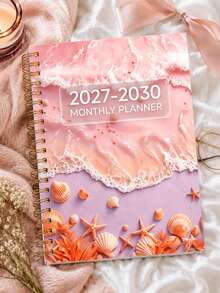 2027-2030 長期月曆計畫本，142頁，60個月週計畫月計畫筆記本，海洋波浪貝殼與海星封面，適用工作與居家，返校用品、辦公桌配件、居家必需品 - 均碼 - 查看 3
