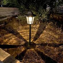 2 In 1 Vintage Solar Hanging Lantern Lights With Ground Spike, Waterproof Warm LED Outdoor Solar Lamp, Auto On/Off Retro Glass Lantern Decor For Garden Lawn Pathway Patio Backyard Yard Holiday Party Landscape Lighting Gift - Black - View 6