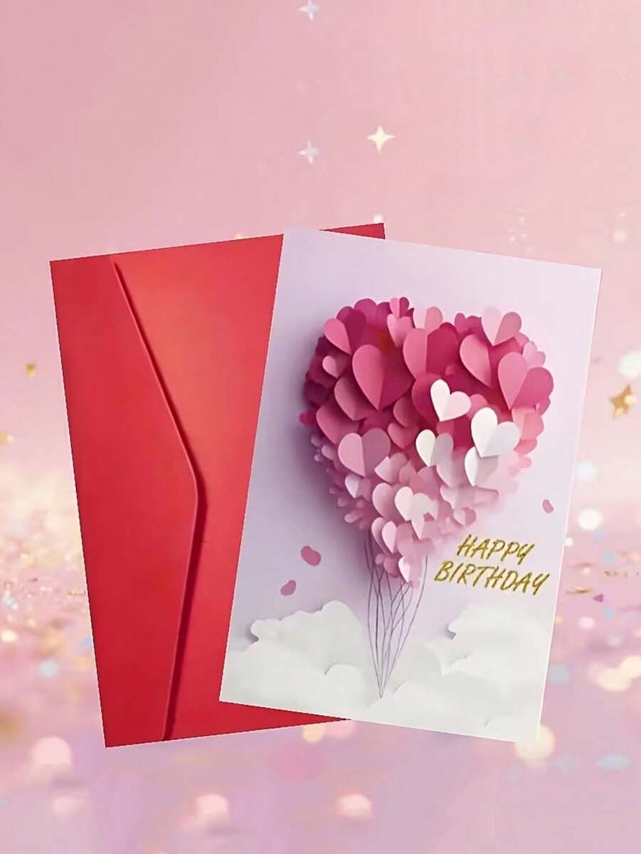 2張 2D心形氣球設計祝福卡,適用於婚禮、求婚、生日派對、主題派對、單身派對、喬遷派對、復古派對、新娘送禮會及其他場合 - 均碼 - 查看 1