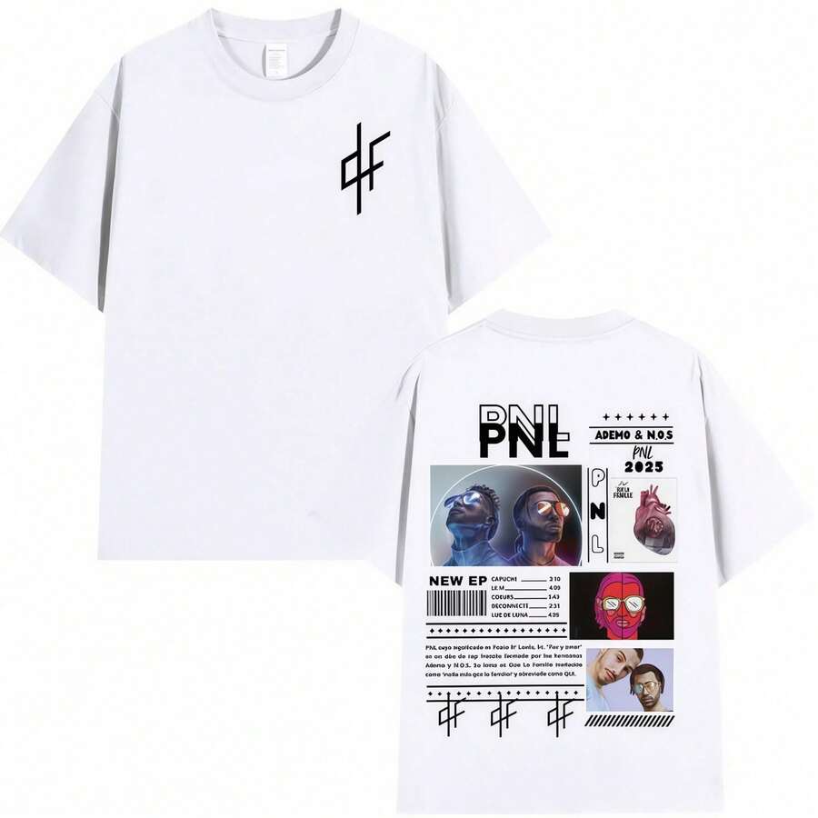 Vintage Unisex PNL Le Monde Chico Shirt, French Rapper Print, Hip-Hop Short Sleeve Streetwear Summer Tops - 白色 - 查看 1