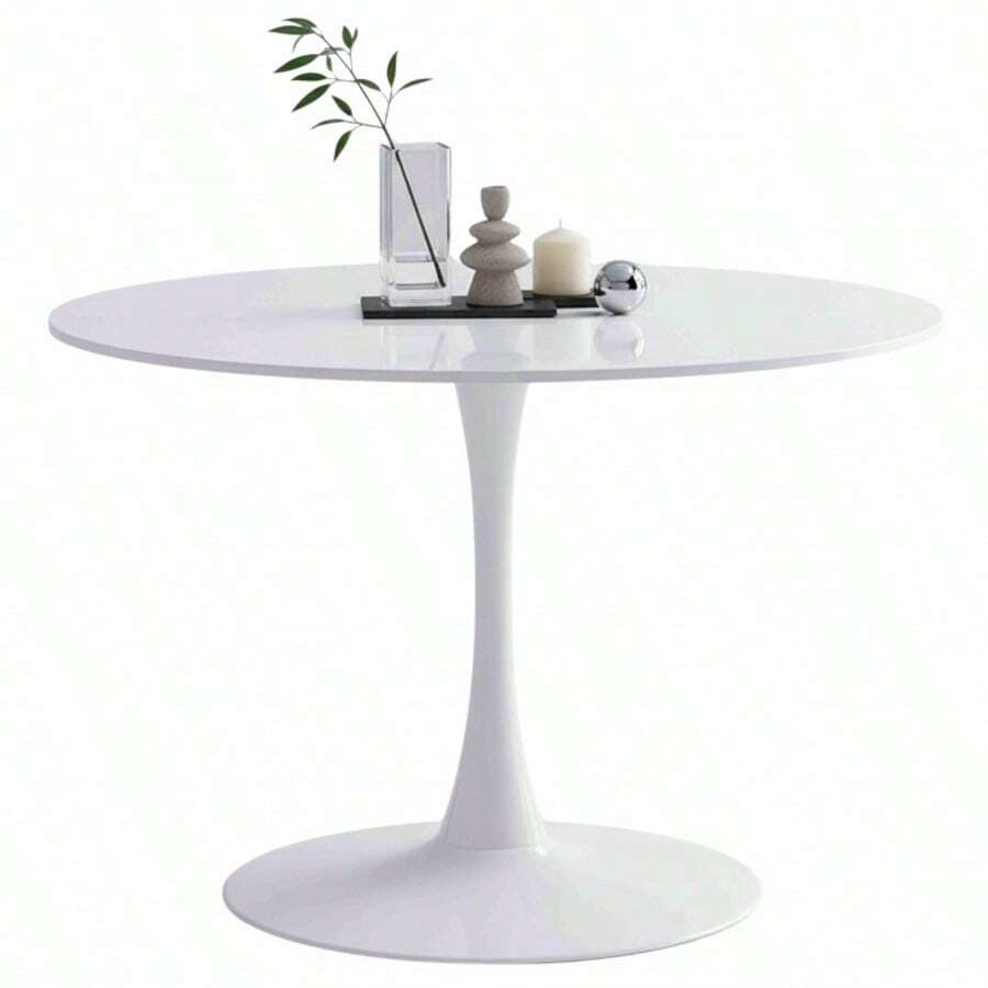 Miroytengo Mesa de Salón, Mesa Redonda Bohemia Salón Blanco Melamina y Metal 110x75 cm Mobiliario con Manual de Montaje Ideal Cocina y Comedor Ambiente Acogedor Estilo Nórdico 110x110x75 cm. De 2 a 3 días de envio - Blanco - Ver 1