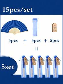 3/15/30 Stücke Faltfächer Set, eleganter königlicher blauer Faltfächer, inklusive Dankeskarte und Geschenktüte, Braut Bambus Handfächer, Hochzeitsgeschenkset, Faltfächer, Dankeskarte Etiketten und Organza Beutel, geeignet für Junggesellinnenabschied, Souvenirs - mehrfarbig - Übersicht 11