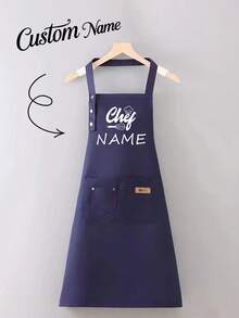 Customizable Name Apron - Durable And Comfortable Neutral Kitchen Workwear, Easy To Care For, Practical Design With Pockets And Adjustable Shoulder Straps, Suitable For Cooking Enthusiasts - Multicolor - View 12