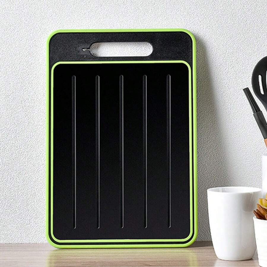 Double Sided Thawing Multi-Purpose PP Plastic Stainless Steel Cutting Board With Knife Sharpener, Cutting Board For Household Kitchen, Anti Mold And Antibacterial Cutting Board - Black - View 1