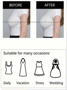 1Pc Halter Silicone Self Adhesive Push Up Sticky Bra With Detachable Straps, Anti-Slip Strong Lift Backless Invisible Bust Lifter For Wedding Gowns, Summer Beach, Pool Parties, Evening Dresses, Sports & Daily Loungewear - Multicolor - View 12