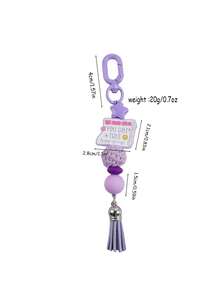 Macaron Inspirational Beaded Keychain, Handmade Woven Beads Tassel Bag Charm, Positive Slogan Backpack Pendant, Graduation Gift - 2829 - View 5