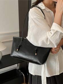 Dedoo 1 pieza Bolso de bolos color café nuevo, estilo retro otoño/invierno, adecuado para ir al trabajo/estudiantes (colgante no incluido) - Negro - Ver 4
