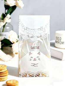 50/5pcs Reusable Lace Edge Baking Packaging Bags, Suitable For Wedding Gifts, Birthday Candy, Snacks, Pastries, Plastic Small Gift Bags, Suitable For Business, Restaurant, Home, Baking Tools, Kitchen Accessories, Teacher Gifts, Holidays, School - Multicolor - View 9