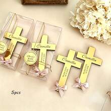 Lembranças Personalizadas de Batismo em Formato de Cruz - Lembranças de Acrílico Personalizadas com Nome e Data, com Laços de Cetim Azul ou Rosa, Adequadas para Batismo, Taufe, Decoração de Festa de Primeira Comunhão, Etiquetas de Dia das Mães, Etiquetas de Presente de Aniversário - Multicolorido - Visão 14