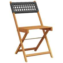 Villeneuve Folding Garden Chairs, Set Of 4, Black Poly Rattan Solid Wood - A - View 3