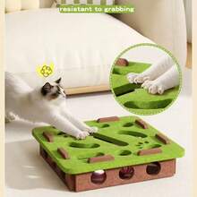 4 Stücke/Set Vollfilz Labyrinth Rollball Kratzbrett Spielzeug - Quadratische Box + 3 Glockenbälle, Mehrloch Glockenball Selbstunterhaltungsspielzeug, Katzen Loch-Grabungs Langeweile Linderungs-Werkzeug, langanhaltend kratzfest und nicht abwerfend, energieverbrauchend und zerstörungshemmend - Verschiedenfarbig - Übersicht 3