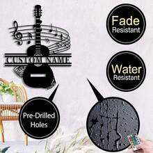 1pc Customizable Guitarist Metal Sign, Music Band Scene Party Hanging Decor, Door Decoration, Iron Wall Hanging Ornament, Wall-Mounted Guitarist Silhouette Line Art Decoration, Used For Door Decoration, Living Room Wall Decoration, Outdoor Yard Decoration, Music Room Door Sign Decoration And Multi-Functional Decor, Professional Sign, Mother's Day And Father's Day Gift - Multicolor - View 7