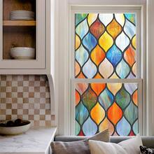 1pc Diamond Water Drop Painted Glass Static Window Film, Colorful Mosaic Frosted Privacy Window Sticker, Suitable For Bathroom, Balcony, Home Window Decoration Gift - Frosted Stickers - View 11