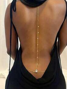 1pc Elegant Sexy Raindrop Chain Backless Necklace, Suitable For Women Any Occasion - A - View 1