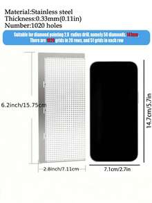 1pc Stainless Steel Ruler With Diamond Alignment Tool, Creative DIY Adhesive Painting Auxiliary Tool, Suitable For Diamond Painting And Embroidery Projects, Great For Diamond Art - View 7