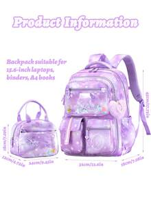 Set de 2 piezas Mochila escolar con bolso de mano con diseño de mariposa, mochila de gran capacidad con múltiples bolsillos para volver a la escuela, bolso de viaje casual para adolescentes, multifuncional - Conjunto de 2 piezas-B - Ver 6