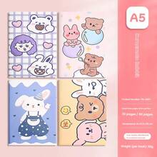 1Pc A5 Cute Cartoon Lined Notebook, Sewn Binding Thick Eye-Protection Paper, Kawaii Capybara Rabbit Design Writing Notepad For Students School Stationery - A5 lined - View 18