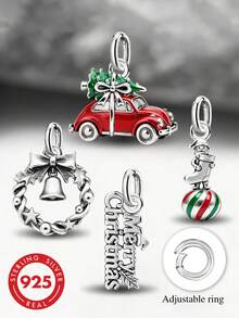 1 Simple And Unique 925 Sterling Silver Christmas Enamel Ball Pendant DIY Exquisite Jewelry Gift, Suitable For Women Or Men - Gather - View 11