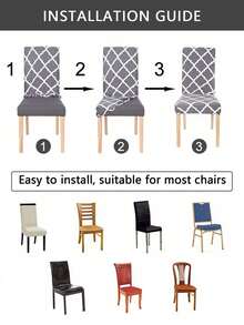 1/2/4/6pcs Jacquard Elastic Dining Chair Covers Set, Dark Color Stretch Full Coverage Washable Soft Fleece Chair Slipcovers, Suitable For Kitchen, Dining Room, Party, Wedding - Grey - View 3