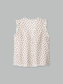 YROOE Women's Spring/Summer Polka Dot V-Neck Blouse, Sleeveless Ruffle Button Casual Top - Multicolor - View 3