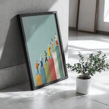 CPWAD 1pc 2D Flat Printed Canvas Decorative Painting, Colorful Stacked Books Staircase Reading Figure Flat Illustration Poster, Artistic Reading Minimalist Color Block Character Wall Art, Suitable For Study, Home Office, Bedroom, Unframed - 1pcs - View 4