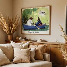 CPWAD 1pc 2D Frameless Canvas Decorative Painting, Vintage Willow Forest Sound Rowing Animal Illustration Poster, Fairy Tale Water Rat Mole Riverside Boat Artistic Wall Art, Suitable For Living Room, Bedroom, Study - 1pcs - View 4
