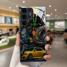 Handyhülle: Cartoon-Mechanik-Teile-Thema Schwarze Gehärtete Glas Hülle, Geeignet für Galaxy S25/S24/S23/S22/S21/S20/Ultra/Plus/S10/Plus/Note20/Ultra/A71/A51/A56/A32/A36/A23/A26/A14/A05/A06/A03s/A05s, Kreativ und Stilvoll - Schwarz - Übersicht 3