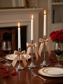 1 Conjunto de Castiçais Prateados Franceses, 3 Peças Suportes para Velas Cônicas, Castiçais Decorativos Modernos Dourados e Pretos, Adequados para Mesa de Jantar, Lareira, Casamento, Jantar, Festa, Natal, Decoração de Aniversário (Velas Não Incluídas) - Clássico - Visão 3
