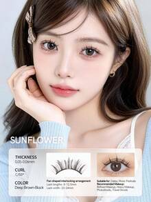 Mlen Diary 磁吸假睫毛套組，8-12.5mm 可重複使用，無需眼線膠，升級版 3D 雙磁吸睫毛，便攜免膠睫毛簇，適合輕盈自然妝容 - 黑色 - 查看 2