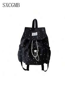 Mochila con cordón, mochila con estampado de estrellas, mochila multifuncional, mochila para estudiantes, mochila casual, mochila ligera, mochila de uso diario, bolso de mano, bolso de hombro, mochila de moda - Multicolor - Ver 16