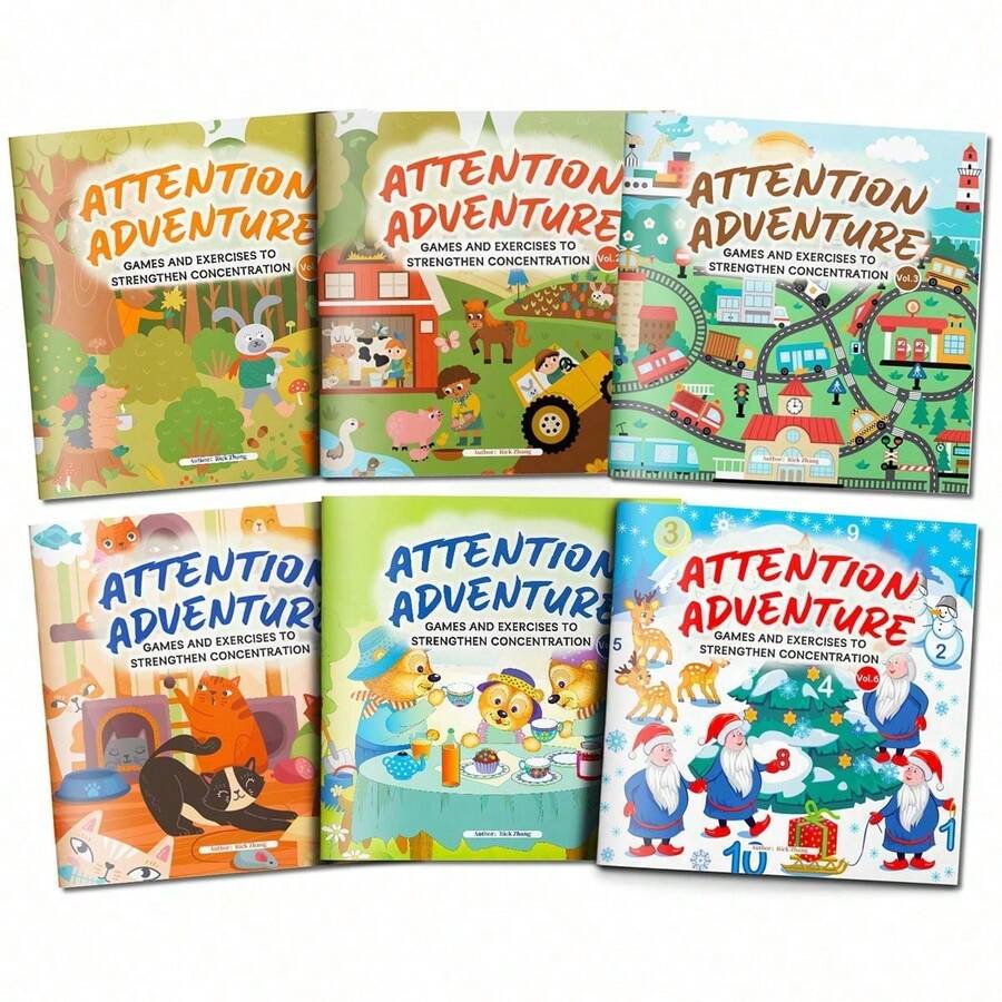Attention Exploration Focus Training Activity Book, Focus And Observation Brain Games, Visual Search, Mazes, Logic Puzzles And Thinking Challenges, Colorful Illustrated Pages, Multiple Themes And Difficulty Levels - Attention Adventure - View 1