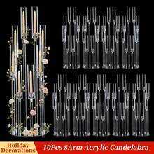 Vincidern 10Pcs 38.5inch Floor Candelabra Wedding Centerpieces For Table ,8Arm Clear Candlestick Holders With Acrylic Lampshade For Home Decor Birthday Anniversary Party Christmas Halloween Decoration,No Candles Included - 透明(10張) - 查看 1