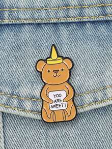Honey Bear You Are Sweet Enamel Pin Cute Honey Bottle Love Quote Lapel Brooch Valentine Backpack Decor Gift - Mustard Yellow - View 4