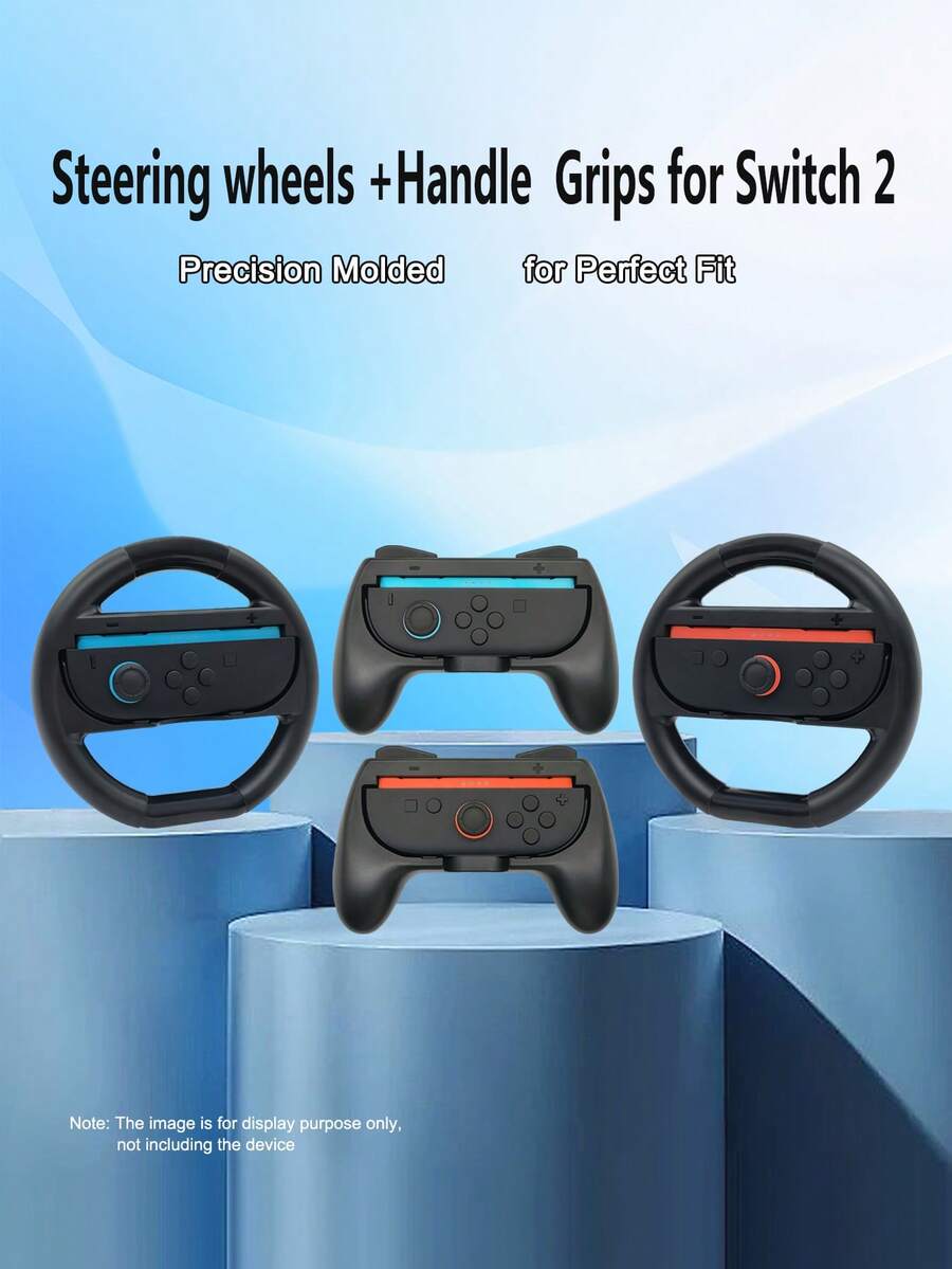 相容於 Switch 2,2件控制器握把 + 2件方向盤套組,防滑防汗強化握感,模擬真實遊戲操作效果,達成最佳性能 - 2PCS握把+2PCS方向盤 - 查看 1