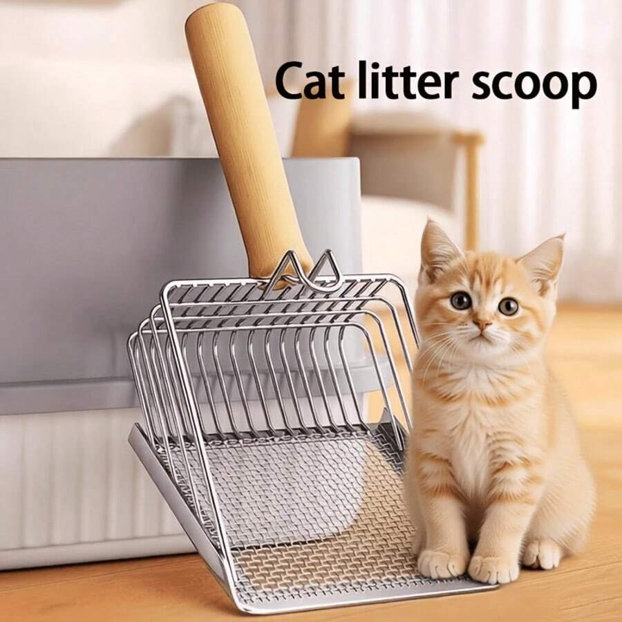 Cat Litter Scoop Fine Hole Stainless Steel Dedicated Shovel For Cat Litter Tofu Litter Large Metal 2-In-1 Mineral Litter Tool