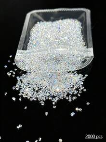 1 Pack (2000pcs) Mini Transparent Rhinestones, Crystal Nail Art Gems For Making Accessories, Shoes, Clothing, Cosmetics, Bags, Nail Art Decor, DIY Crafts Nail Charms - Clear - View 3