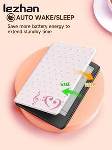 音樂符號粉色波點圖案保護殼，相容 Kindle 2024、Ko-Bo、Kindle NK 11/Kindle Youth Edition/Kindle Paperwhite 5，相容 iPad 10.2 吋 10 代/11(A16)2025(11 吋)、Galaxy Tab A8 10.5 吋 2022，具備自動喚醒/睡眠功能，輕巧便利，完美貼合並保護您的閱讀裝置 - 彩色 - 查看 8