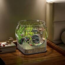 1pc Desktop Mini Landscape Ecosystem Tank Office Transparent Turtle Tank Wholesale Plastic Design Shatter-Resistant Anti-Break Goldfish Tank Betta Fish Guppy Suitable For Individual Breeding - View 2