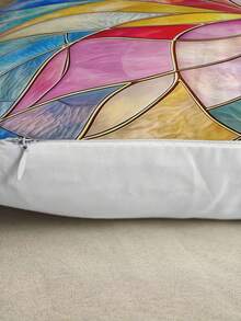 4pcs Colorful Stained Glass Lotus & Dahlia Print Pillow Covers, Art Nouveau Gold Line Mosaic Art Square Decorative Cushion Covers, Suitable For Living Room, Bedroom, Wedding, Bridal Shower, Housewarming, All-Season Home Decor - Multicolor - View 4