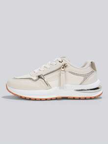 Flipark (Se sugiere elegir una talla talla grande grande) Zapatillas deportivas para mujer Zapatillas deportivas gruesas Zapatillas deportivas gruesas Zapatillas deportivas con plataforma Zapatillas deportivas retro Zapatillas deportivas de malla Zapatillas deportivas casuales - Dorado - Ver 6