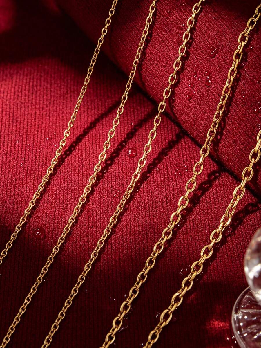 1 pieza Cadena de acero inoxidable de 2m de moda, accesorio de joyería DIY, adecuado para la fabricación de joyas de mujer - Amarillo Oro - Ver 1