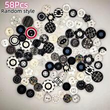 18/28/38/48/58/68/78/88/98Pcs Random Style Black & White Button Series Small Buttons/Pearly Buttons, Exquisite Button Accessories For Scrapbook, Plastic DIY Handmade Buttons, Flower Shape, Suitable For Scrapbooking, Clothing Decoration, DIY Decorative Clothing, Hats, Shirts, Craft Buttons - Multicolor - View 21