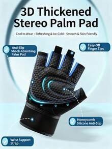 2pcs New Fitness Gloves, Unisex, Protective Anti-Slip Wrist Support, Half-Finger Breathable, Barbell Cycling Sports Equipment - Multicolor - View 9